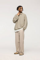Fleece Collared Pullover Sweatshirt - Heather Gray