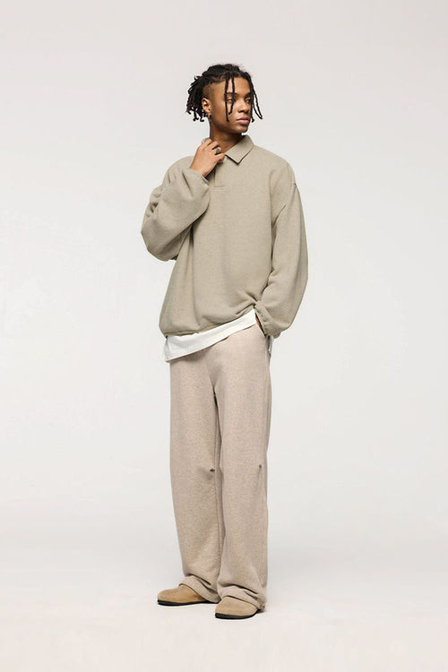 Fleece Collared Pullover Sweatshirt - Heather Gray