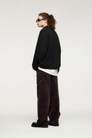 Fleece Collared Pullover Sweatshirt - Active Black