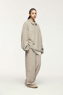 Fleece Collared Pullover Sweatshirt - Heather Gray
