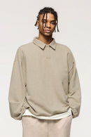 Fleece Collared Pullover Sweatshirt - Heather Gray