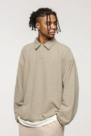 Fleece Collared Pullover Sweatshirt - Heather Gray