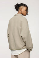 Fleece Collared Pullover Sweatshirt - Heather Gray