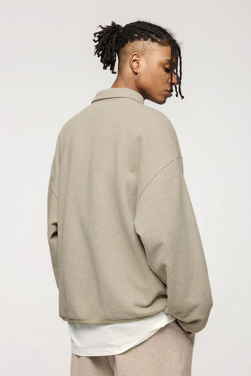 Fleece Collared Pullover Sweatshirt - Heather Gray