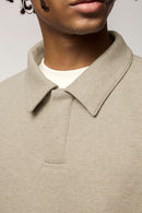 Fleece Collared Pullover Sweatshirt - Heather Gray