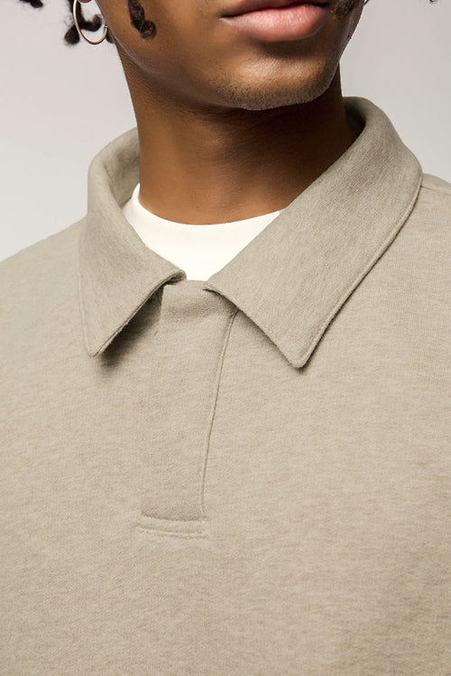 Fleece Collared Pullover Sweatshirt - Heather Gray