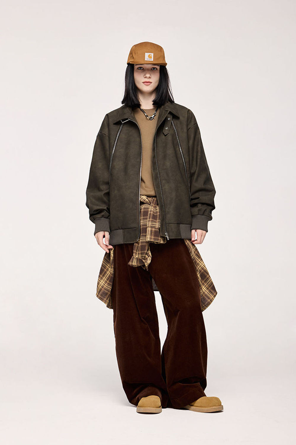Dual-Zip Washed PU Leather Jacket: Urban Streetwear Collection