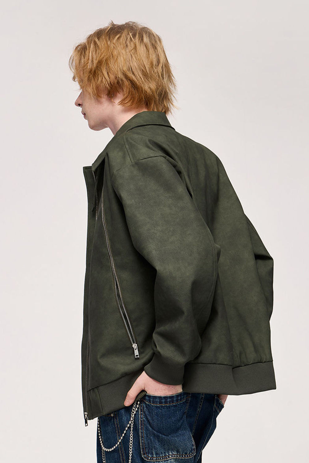 Dual-Zip Washed PU Leather Jacket: Urban Streetwear Collection