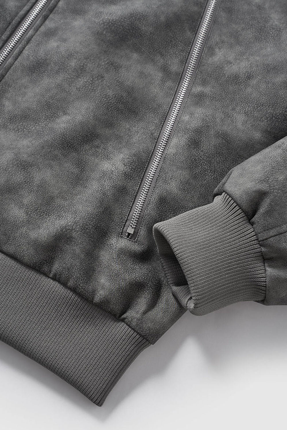 Dual-Zip Washed PU Leather Jacket: Urban Streetwear Collection