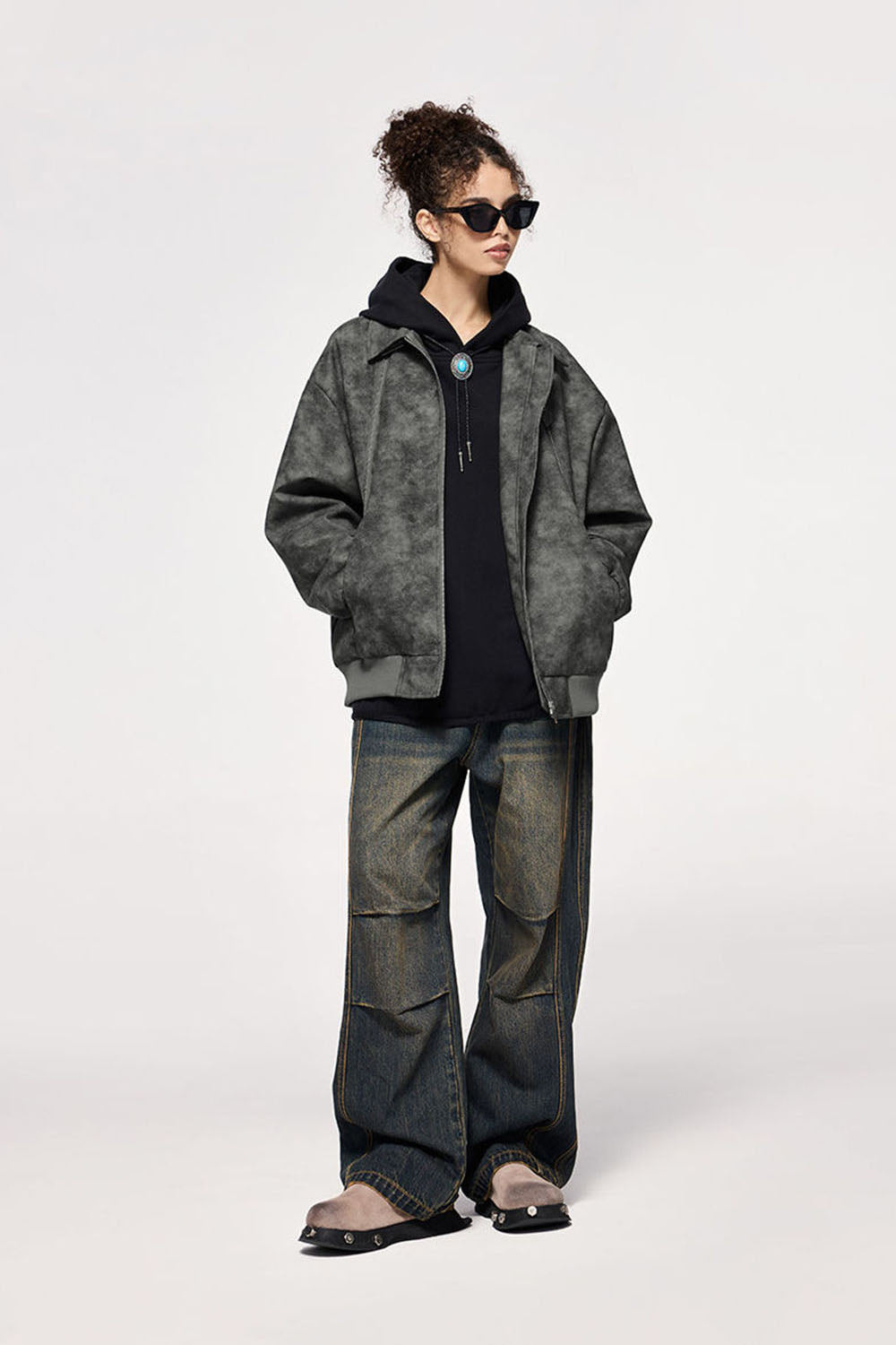 Dual-Zip Washed PU Leather Jacket: Urban Streetwear Collection