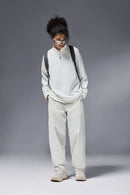 Reversible Fleece Half-Zip Pullover - Off White