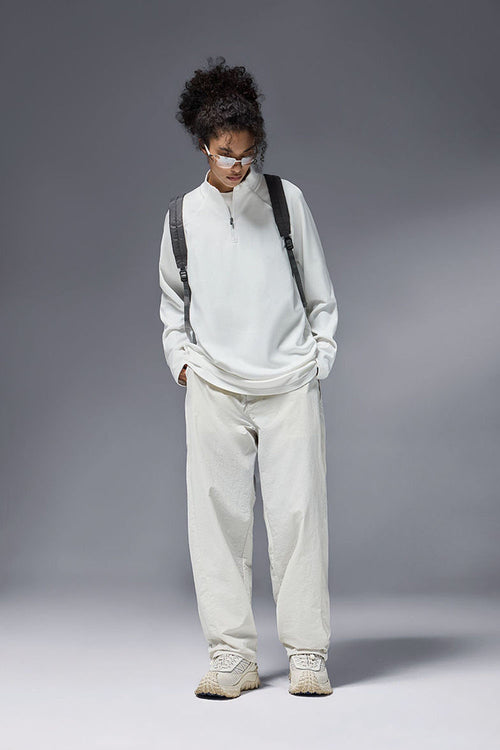 Reversible Fleece Half-Zip Pullover - Off White