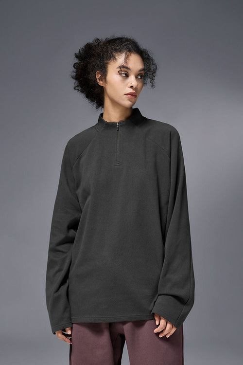 Reversible Fleece Half-Zip Pullover - Dark Gray