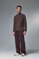 Reversible Fleece Half-Zip Pullover - Reddish Brown