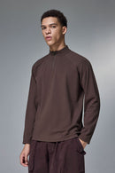 Reversible Fleece Half-Zip Pullover - Reddish Brown