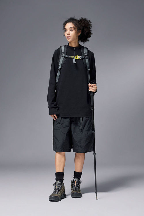 Reversible Fleece Half-Zip Pullover - Black
