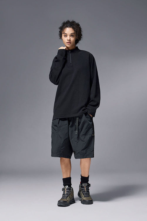 Reversible Fleece Half-Zip Pullover - Black