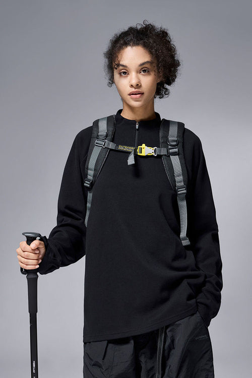 Reversible Fleece Half-Zip Pullover - Black