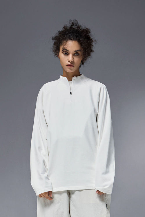 Reversible Fleece Half-Zip Pullover - Off White