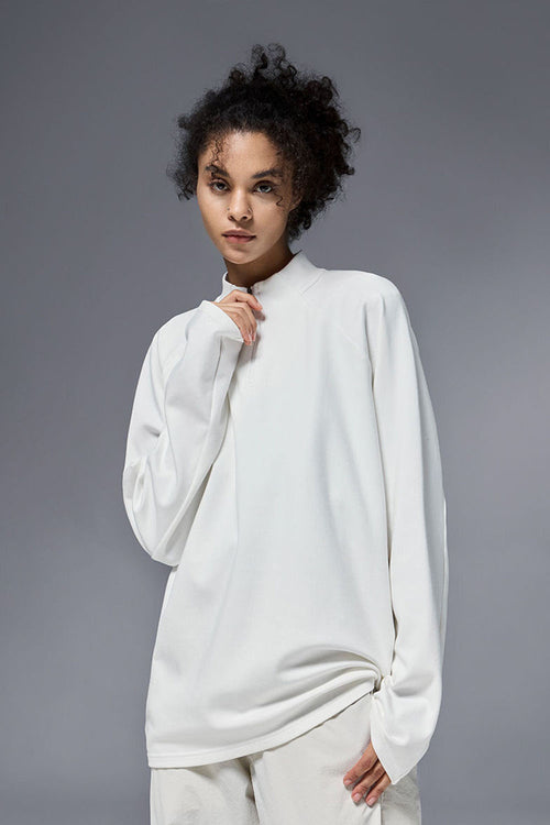 Reversible Fleece Half-Zip Pullover - Off White