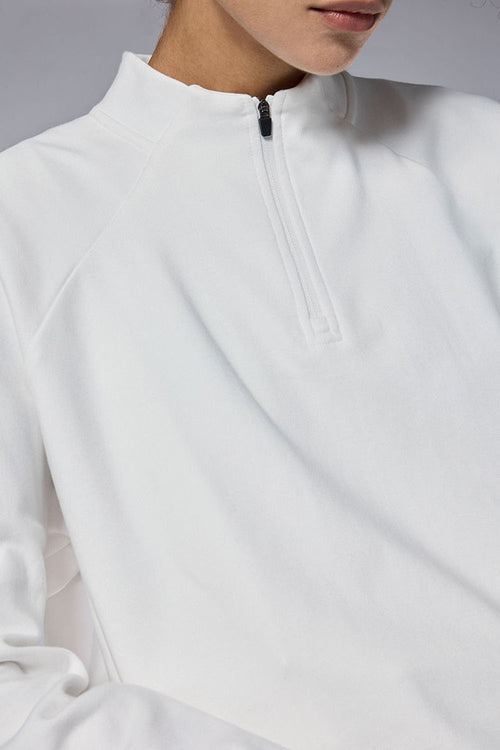 Reversible Fleece Half-Zip Pullover - Off White