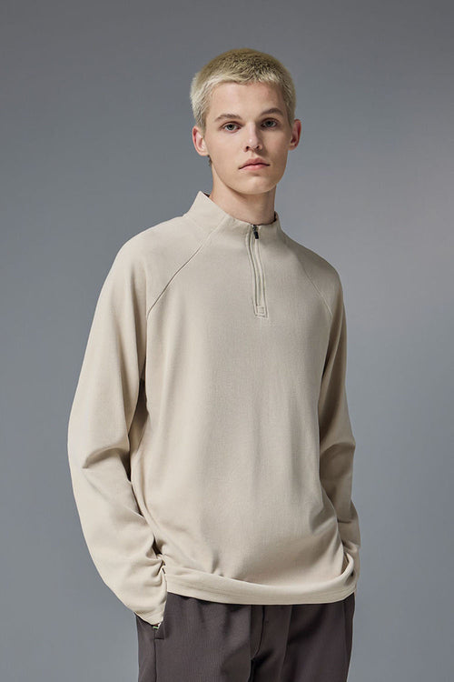 Reversible Fleece Half-Zip Pullover - Khaki