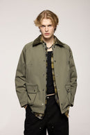 Textured Vintage Safari Jacket - Green