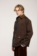Textured Vintage Safari Jacket - Coffee