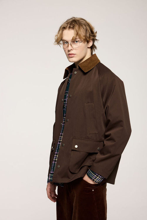 Textured Vintage Safari Jacket - Coffee