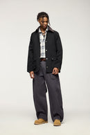 Textured Vintage Safari Jacket - Black