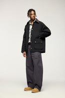Textured Vintage Safari Jacket - Black