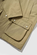 Wrinkle-Resistant Corduroy-Collar Utility Jacket in Apricot Khaki - flat lay product detail
