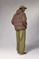 4-Way Stretch Thermal-Fleece Straight-Leg Sweatpants in Mud Green - back modeled view