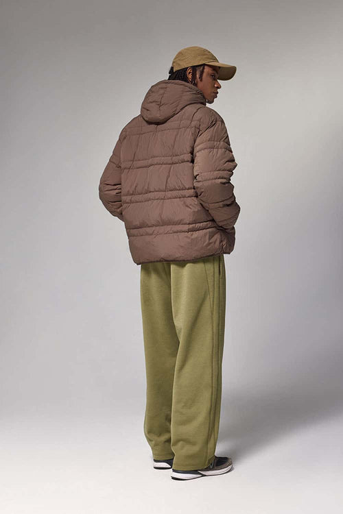 4-Way Stretch Thermal-Fleece Straight-Leg Sweatpants in Mud Green - back modeled view