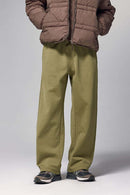 4-Way Stretch Thermal-Fleece Straight-Leg Sweatpants in Mud Green - front modeled view