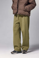 4-Way Stretch Thermal-Fleece Straight-Leg Sweatpants in Mud Green - front modeled view