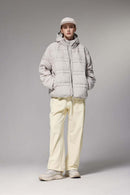 4-Way Stretch Thermal-Fleece Straight-Leg Sweatpants in White - full-length modeled view