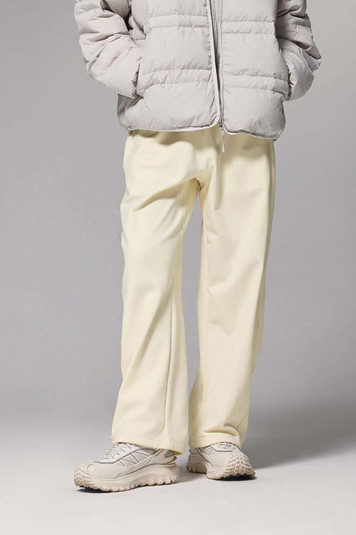 4-Way Stretch Thermal-Fleece Straight-Leg Sweatpants in White - front modeled view