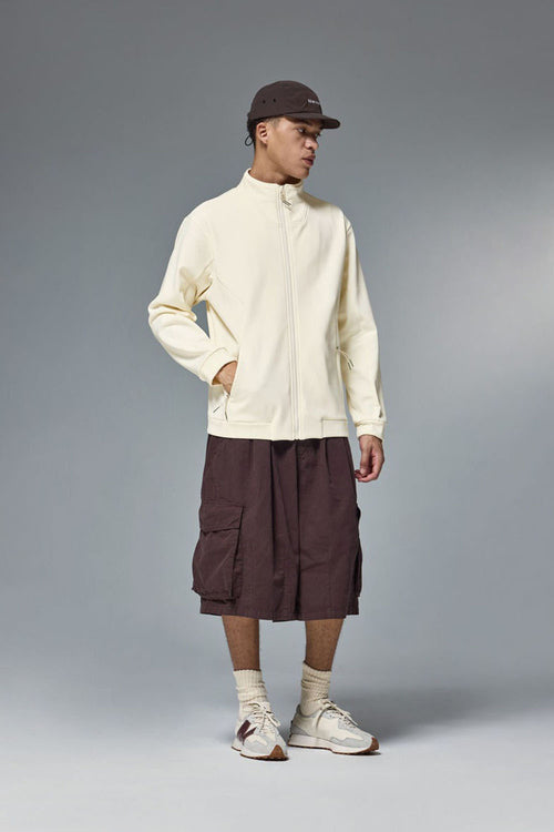 High-Stretch Spliced Fleece Jacket - White