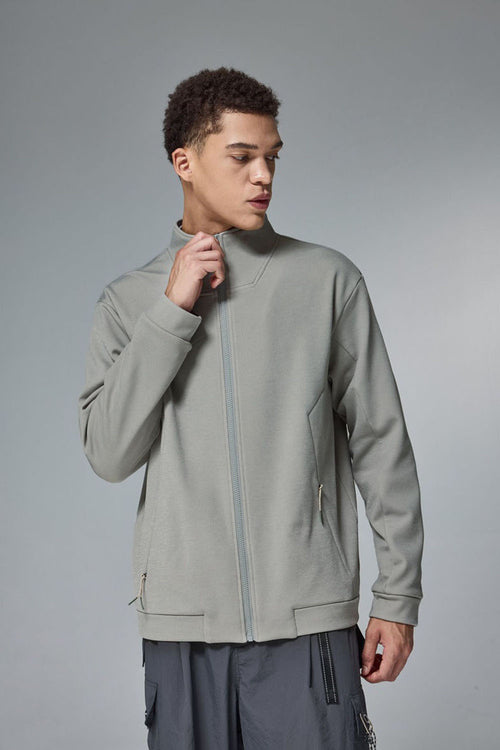 High-Stretch Spliced Fleece Jacket - Stone Gray