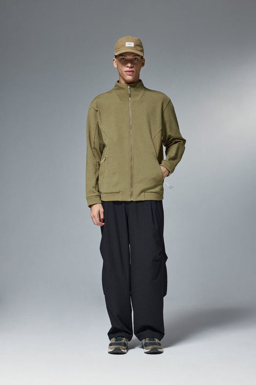 High-Stretch Spliced Fleece Jacket - Mud Green