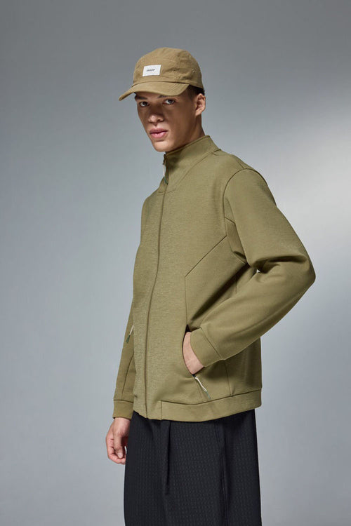 High-Stretch Spliced Fleece Jacket - Mud Green