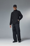 High-Stretch Spliced Fleece Jacket - Black