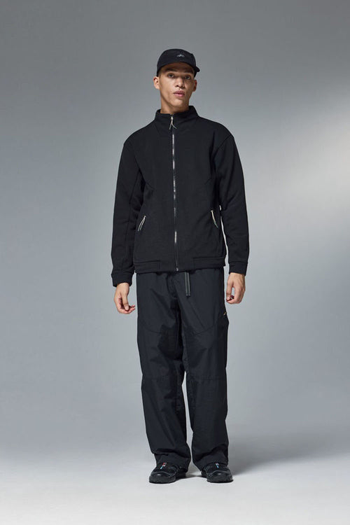 High-Stretch Spliced Fleece Jacket - Black