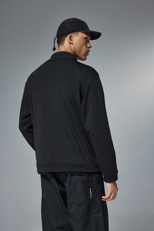 High-Stretch Spliced Fleece Jacket - Black