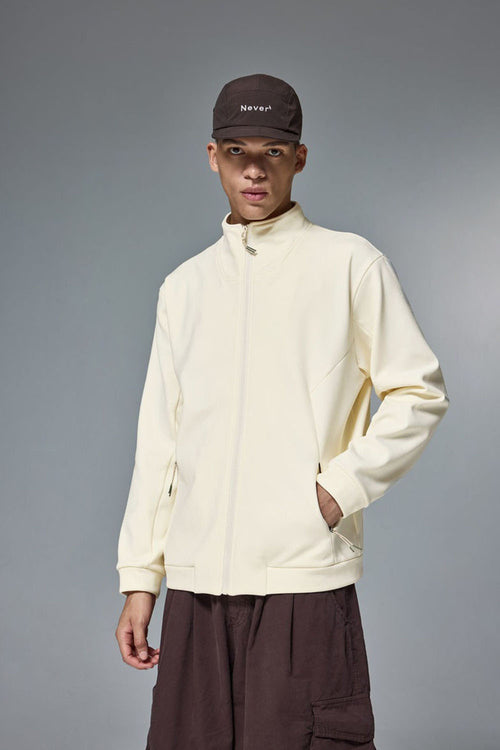 High-Stretch Spliced Fleece Jacket - White