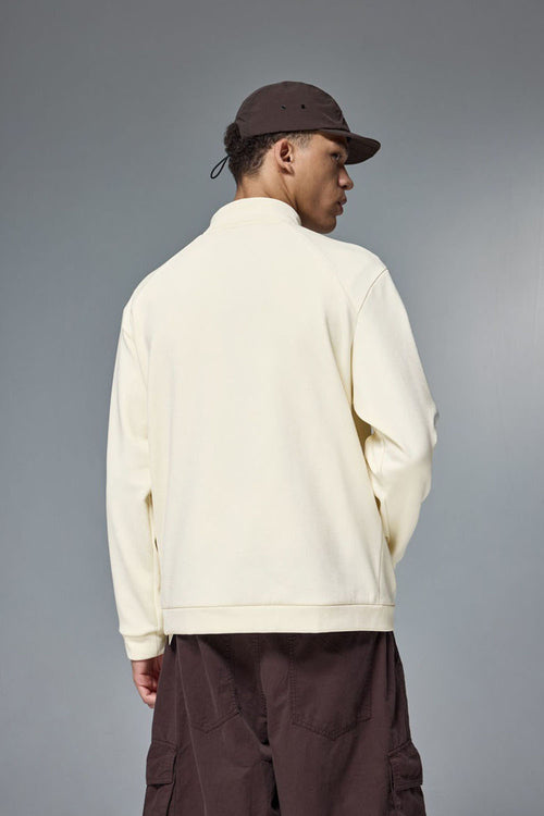 High-Stretch Spliced Fleece Jacket - White