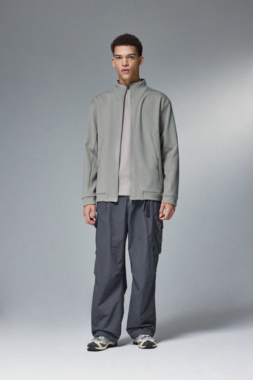 High-Stretch Spliced Fleece Jacket - Stone Gray