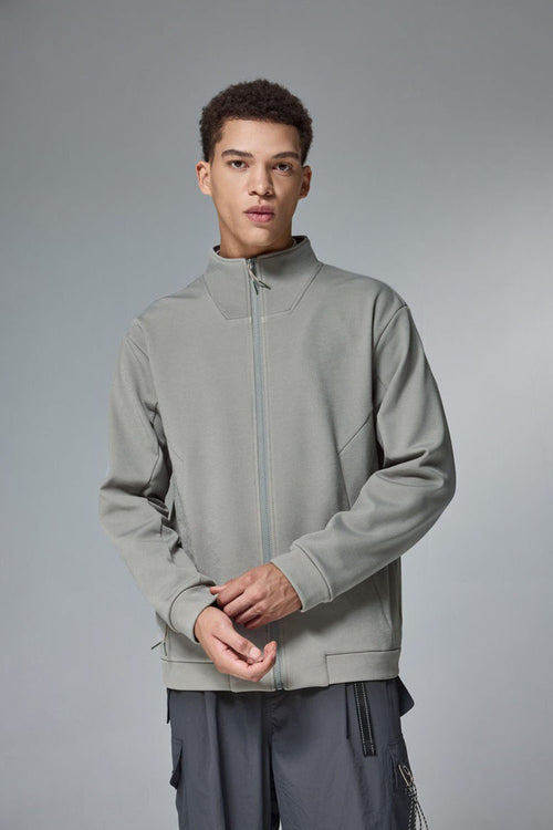 High-Stretch Spliced Fleece Jacket - Stone Gray