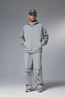High-Stretch Fleece Zip-Up Hoodie - Stone Gray
